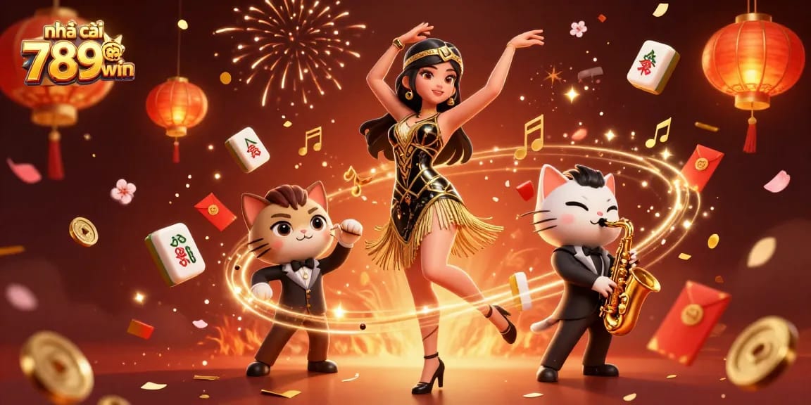 Engage with nhà cái 789win through thrilling gaming adventures featuring a dance-themed casino illustration.
