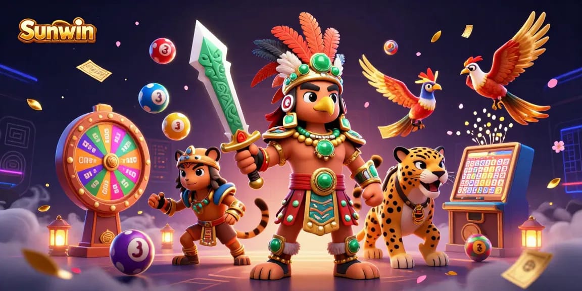 Sunwin engages players with vibrant casino elements and dynamic characters in a thrilling gaming scene.