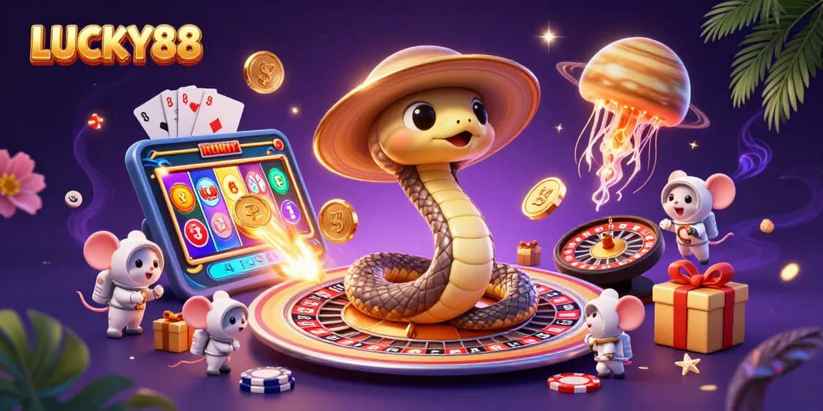 LUCKY88 brings excitement as players bet on a vibrant roulette wheel scene with unique cosmic elements.