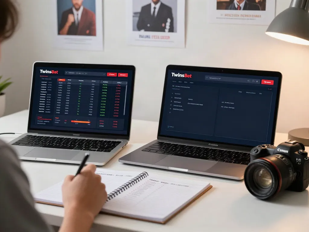 Gambling comparison analysis on Twinsbet and 7bet platforms in a cozy workspace for Operatoriu Gidas LT.