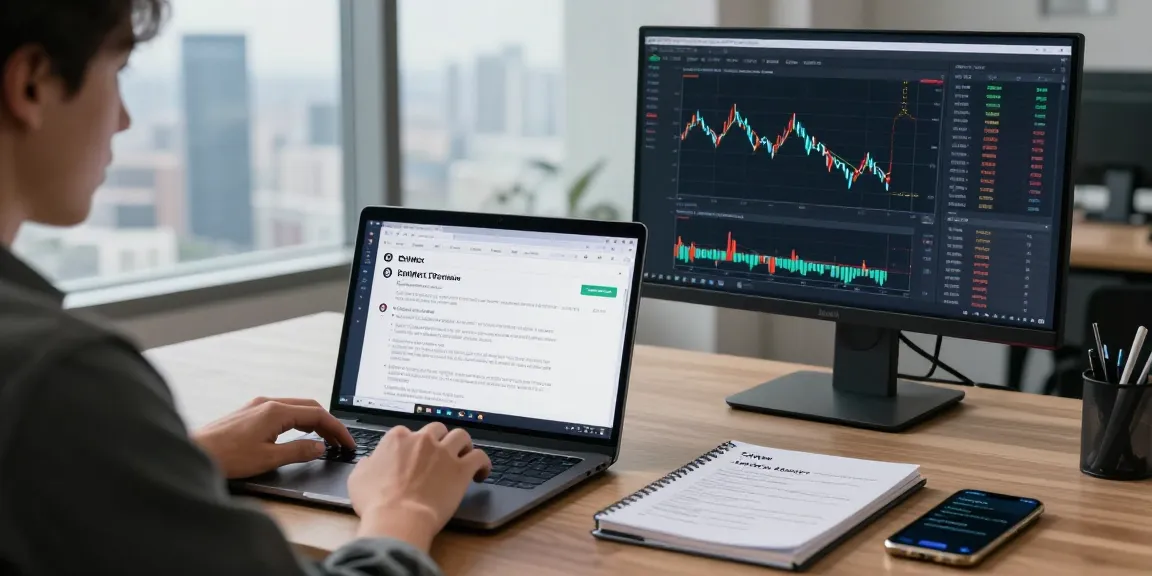 Человек анализирует отзывы bitmex на ноутбуке с графиками криптовалюты и торговымиstrategиями.