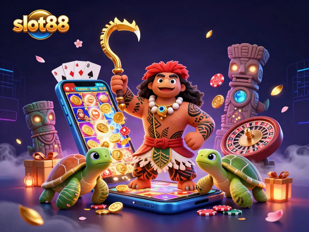 Slot88 menampilkan demigod 3D dengan karakteristik unik dan elemen permainan kasino yang menawan.