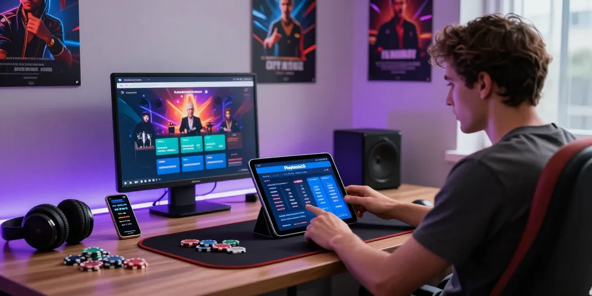 Interactive user experience with Playinexch app and gaming setup.