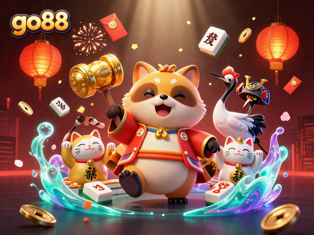 Win big with go88 in this vibrant, festive casino scene full of joy and excitement.