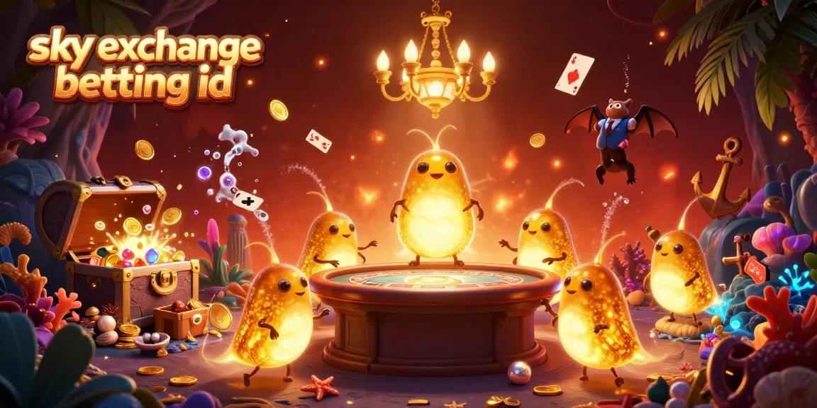 Bet on your favorite games with a sky exchange betting id as glowworms light up a vibrant underwater casino scene.