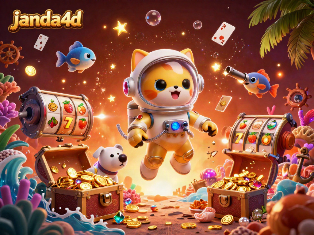 Janda4d, slot online menghadirkan kesenangan dengan karakter kucing astronot dan efek luar angkasa.