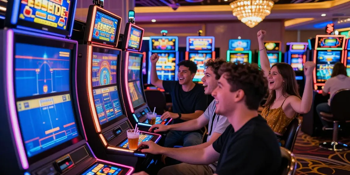 Exciting gaming atmosphere with players enjoying raja slot games at a vibrant casino.