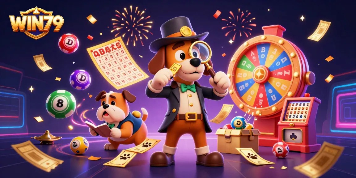 Experience WIN79's vibrant casino atmosphere with detectives uncovering hidden treasures amidst dynamic games and lively symbols.