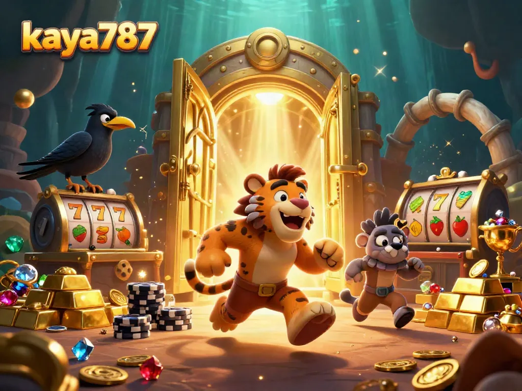Kaya787 invites players to explore a vibrant casino scene with engaging gameplay elements, including slots and treasures.