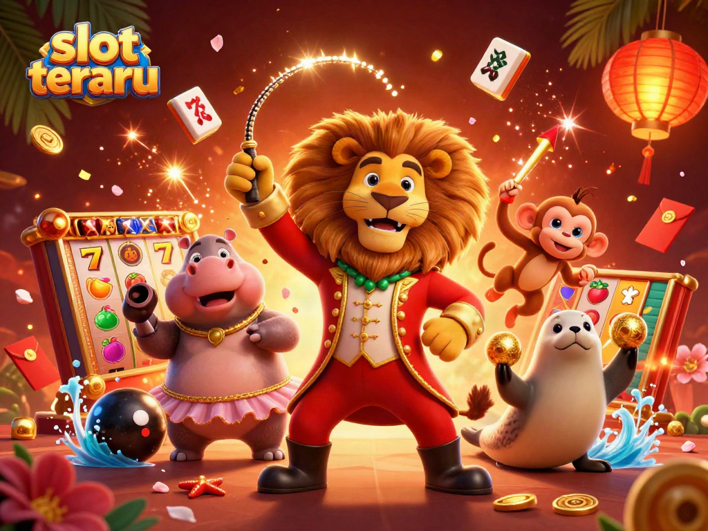 Experience thrilling slot terbaru games with colorful characters in a vibrant casino setting.