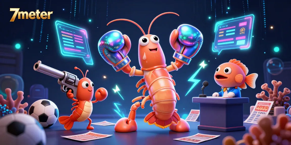 Experience the thrill of sports betting with 7meter's dynamic illustration featuring vibrant characters and betting excitement.