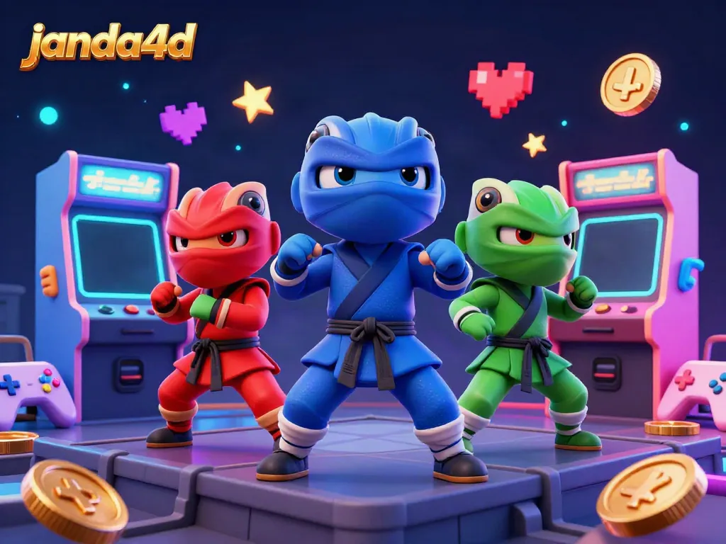 Janda4d menghadirkan ilustrasi menarik dengan chameleon ninja beraksi di kasino digital.