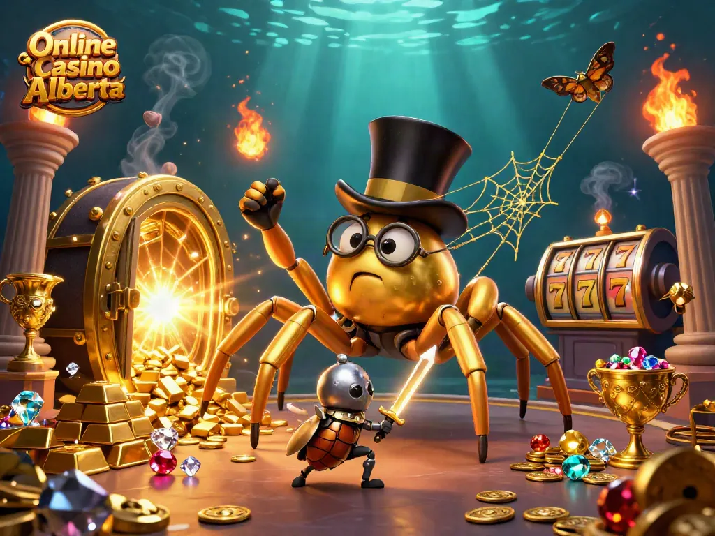 Engage with the vibrant world of Online Casino Alberta, showcasing characters in an exciting 3D casino scene.
