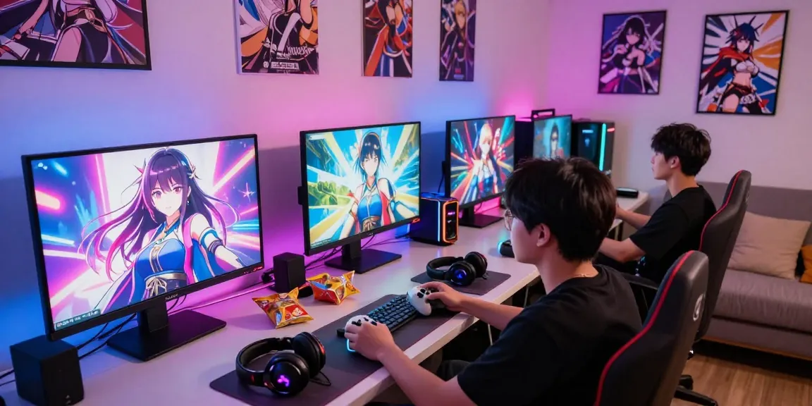 hentai games experience with players enjoying anime-style characters and vibrant gaming atmosphere