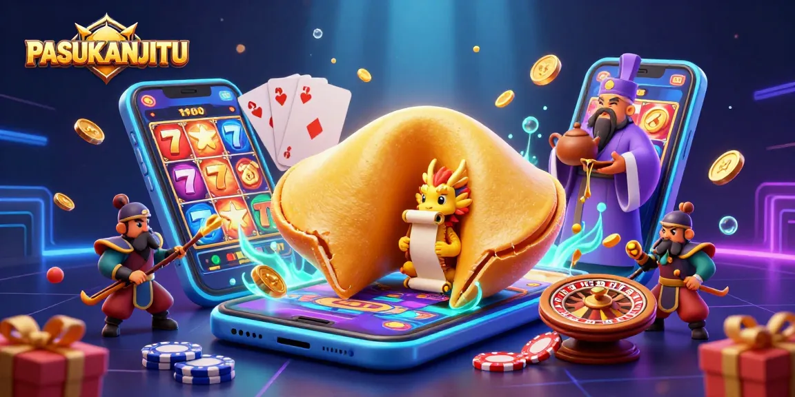 PASUKANJITU showcases thrilling slot excitement with a giant fortune cookie scene.