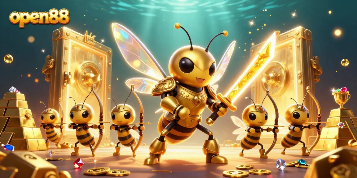 Join the adventure with open88 in a vibrant casino world featuring action-packed 3D characters and treasures.